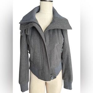 Yoki New York Moto Jacket Gray Contrast Stitching Wool Blend Sz M